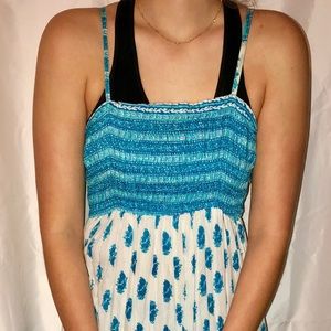 Blue and white paisley dress maxi